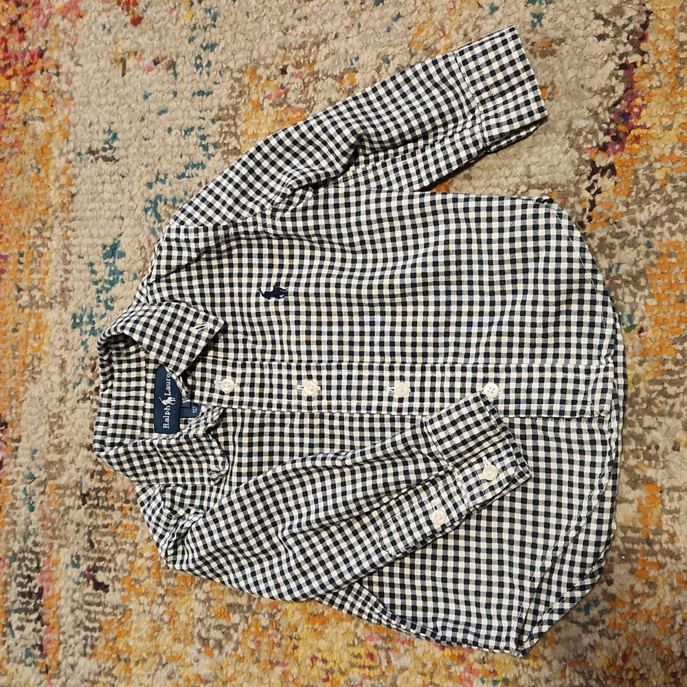 EUC Ralph Lauren gingham button down sz12M